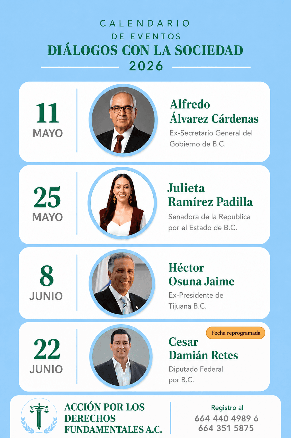 Calendario de próximos encuentros de Diálogos con la Sociedad 2026